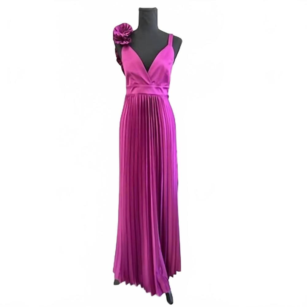 NEW HOPE women's v-neck maxi gown in fuchsia